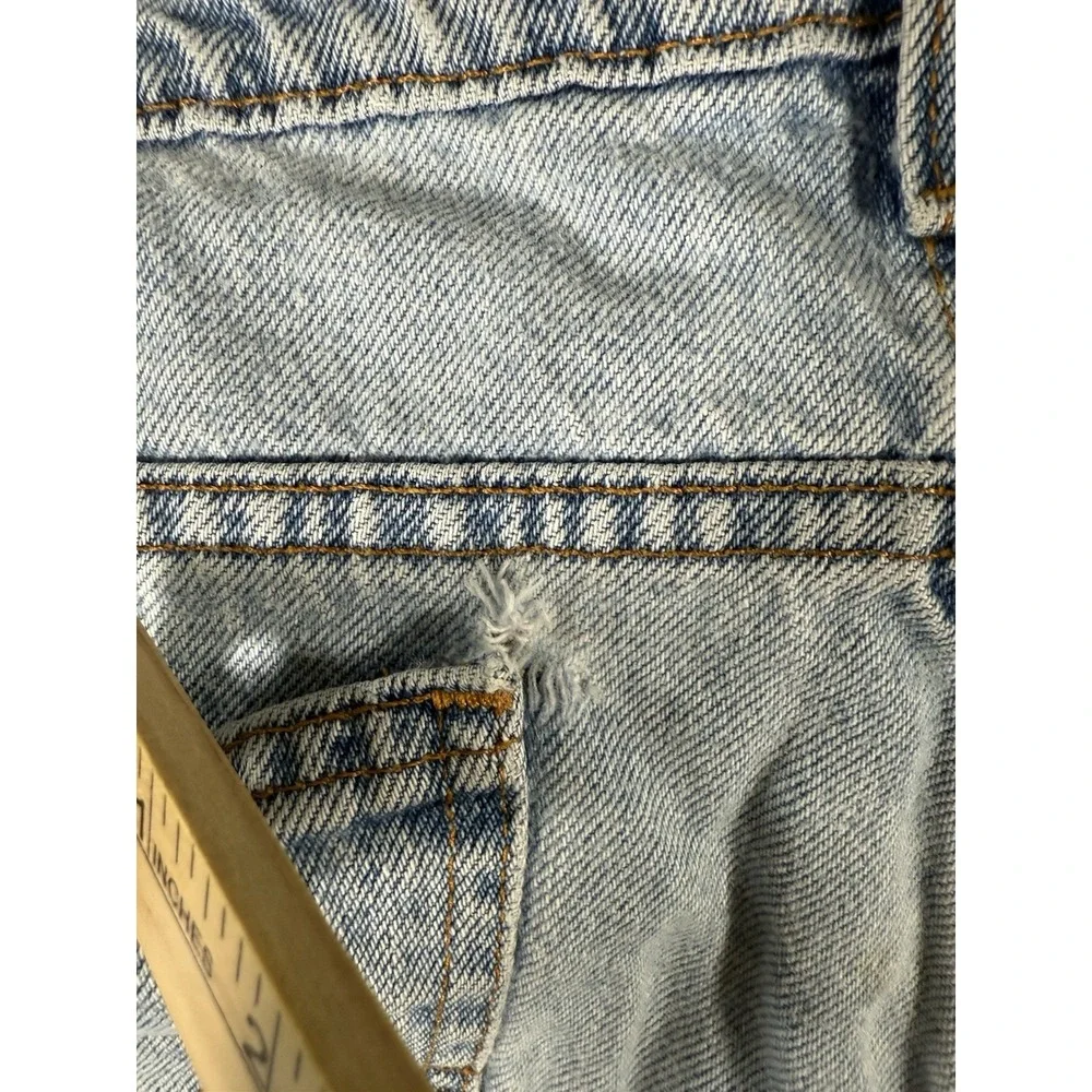 Levis 505 Jean Shorts Mens 38 Distressed Denim Orange Tab 90s Vtg Made‎ In USA